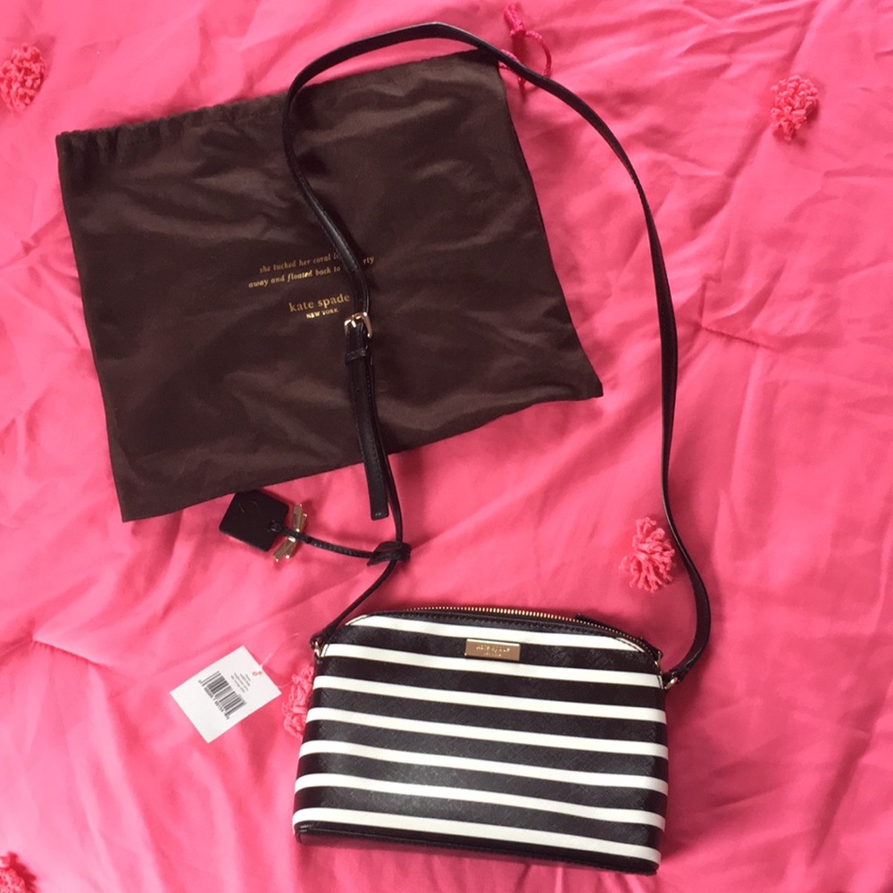 Brand new b/w stripe Kate Spade Hanna handbag.